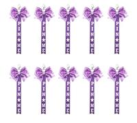 Cheer Pin Me Ribbons, 10Pcs Pin Me Straps with Rhinestones Bow Cheer Bag Bow Keychain for Girls Backpack Cheerleading Sports
