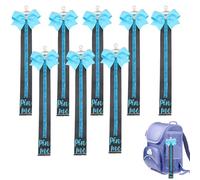 Cheer Pin Strap Pin Me Ribbon for Backpack Glitter Cheerleader Keychain Cheer Gifts Cheer Bow Pin Holder, Light Blue, 14"