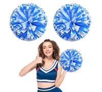 Cheer Pom Poms 26 Pcs Four Finger Handle, Cheerleading Handheld Squad Pompoms for Sports Team Cheer Spirit Games Dance Party Adults (Blue + White)