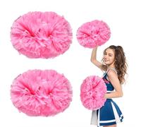 Cheer Pom Poms 36 Pcs with Handle, Cheerleading Handheld Squad Pompoms for Sports Team Cheer Spirit Games Dance Party Adults (Powder)