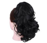 Cheer Ponytail Hair Piece, Cheer Hair Piece, 11.8 In Black Curly High Temperature Fiber Ponytail Extension, Easy Clip-On, Great For Competitions, Sports, And Dance