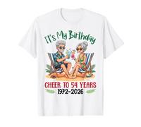 Cheer to 54 Years Its My Birthday 1972 2026 Couples Vacation Value Graphic T-Shirt