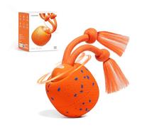 Cheerble Wicked Ball Rolly: Smart Interactive Dog Ball with Built-in Rope & Bark Sounds, Moving Dog Toy with 3 Modes, Active Rolling Dog Ball Made of E-TPU, USB-C, for Small to Large Dogs (Orange)