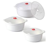 Cheeren 3 Pieces Microwavable Bowls with Lids, Microwave Bowls, Microwave Dishes for Heating Food, Ramen Bowl, Noodle Bowl, Soup Bowl, Microwave Cookware, Kitchen Supplies