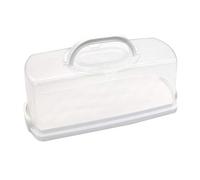Plastic Rectangular Bread Box with Portable Handle, Loaf Cake Storage Container Box for Storing Banana Bread,Pumpkin Bread (White)