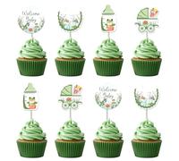 Cheereveal 24Pcs Bayou Baby Shower Cupcake Toppers, Crocodile Lobster Frog Cupcake Picks, Welcome Baby Cake Decorations, Swamp Safari Animals Theme Baby Shower Gender Reveal Party Supplies