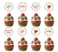 Cheereveal 24Pcs Tomato Baby Shower Cupcake Toppers, A Little Tomato Is On The Way Cupcake Picks, Welcome Baby Cake Decorations, Vegetable Farmer Market Theme Baby Shower Gender Reveal Party Supplies