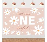 Cheereveal 5x3ft Daisy First Birthday Backdrop, Little Miss Onederful 1st Birthday Decorations, Pink Boho Daisy Flower Banner