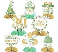 Cheereveal 8 Pieces 30th Birthday Honeycomb Centerpieces Sage Green, Happy 30th Birthday Table Decorations for Women Men, Cheers to 30 Years Table Toppers, Thirty Years Birthday Party Supplies