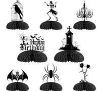 Cheereveal 8Pcs Black Gothic Birthday Honeycomb Centerpieces, Goth Table Decorations, Death to My 20s 30s Decorations, Halloween Gothic Theme 20th 30th 40th Birthday Party Supplies