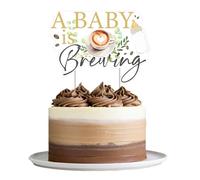 Cheereveal A Baby is Brewing Cake Topper, Coffee Theme Cake Topper for Baby Shower Gender Reveal Party Decoration, Cake Picks for Birthday Party