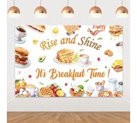 Cheereveal Brunch Themed Party Decorations, 5x3ft Rise and Shine, It’s Breakfast Time! Backdrop, Breakfast Food Background, Brunch Theme Bridal Baby Shower Bachelorette Birthday Party Supplies