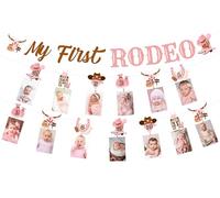 Cheereveal My First Rodeo Photo Banner Bunting Garlands for Girls - Wild West Theme 1st Birthday Party Decorations, Western Cowgirl Birthday Supplies Newborn to 12 Month