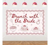 Cheereveal Red Brunch Bridal Shower Decorations, 5x3ft Brunch with The Bride Backdrop Banner, Breakfast Engagement Bachelorette Wedding Birthday Photo Booth Props Supplies