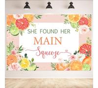 Cheereveal She Found Her Main Squeeze Backdrop, Citrus Theme Hen Party Bridal Shower Photography Background, Bachelorette Wedding Engagement Party Cake Table Decoration Photo Booth Props (5x3ft)