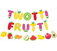 Cheereveal Twotti frutti Birthday Banner, Twotti Frutty Pear Watermelon Orange Bunting Garland, Summer Fruit 2nd Birthday Party Decorations