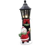 Cheerful Bargains 26cm Multicoloured Plastic LED Snowman Decoration | Light-Up Christmas Ornament with Streetlight | Battery Operated Freestanding Festive Snowman Figurine | Indoor Xmas Holiday Decor