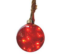 Cheerful Bargains Large 12cm LED Glass Christmas Bauble on a Rustic 70cm Rope | Light-Up Christmas Decoration for Tree Ornaments & Mantelpiece Displays | Battery-Powered, Hanging Ball Light Xmas Decor