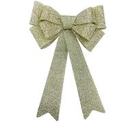 Cheerful Bargains LED Light-Up Giant 63cm Christmas Door Bow, Champagne | Door-Mounted Pre-Lit Christmas Outdoor Decoration with LED Lights | Xmas Front Door Decorations, Festive Decor for Office