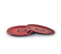 Cheerful Bargains Set of 4 33cm Round Plastic Charger Plates, Red | Decorative Tableware for Dinner Plates | Textured Rim Placemats for Table Decorations | Durable & Reusable Dinnerware Plate Set