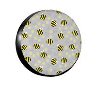 Cheerful Bumble Bees and Daisies Print Spare Tire Cover Wheel Protectors Waterproof Sunproof Tire Cover for Trailers Universal Fit for Trailer,RV,SUV,Crossover,Camper,Truck 14 inch