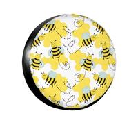 Cheerful Bumble Bees Print Spare Tire Cover Wheel Protectors Waterproof Sunproof Tire Cover for Trailers Universal Fit for Trailer,RV,SUV,Crossover,Camper,Truck 17 inch