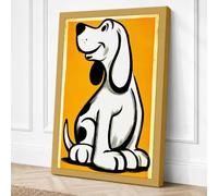 Cheerful Cartoon Dog Retro Canvas Wall Art Print 18x12 Inch (46 x 30 cm)