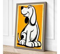 Cheerful Cartoon Dog Retro Canvas Wall Art Print 24x16 Inch (61 x 41 cm)
