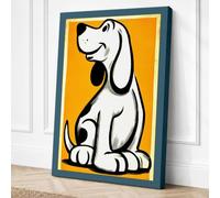 Cheerful Cartoon Dog Retro Canvas Wall Art Print 36x24 Inch