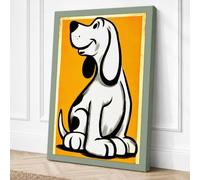 Cheerful Cartoon Dog Retro Canvas Wall Art Print 36x24 Inch (91 x 61 cm)