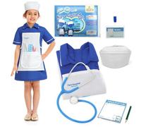 Cheerful Children Toys Children Nurses Costume - Real Stethoscope Included - Kids Nurse Costume - Fancy Dress for Children and Toddlers - Dressing Up Clothes for Girls Age 3 4 5 - Kids Dress Up