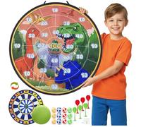 Cheerful Children Toys Jumbo Kids Dart Board Set XL or XXL, Large Velcro Dart Board with Reversible Designs, 16 Sticky Balls & 6 Darts - Indoor & Outdoor Garden Games for Ages 3-8 (Dinosaur-1, 73cm)