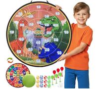 Cheerful Children Toys Jumbo Kids Dart Board Set XL or XXL, Large Velcro Dart Board with Reversible Designs, 16 Sticky Balls & 6 Darts - Indoor & Outdoor Garden Games for Ages 3-8 (Dinosaur-2, 73cm)