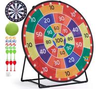 Cheerful Children Toys Jumbo Kids Dart Board with Stand | Dart Board Set for Kids XXL, Reversible Design with 12 Sticky Balls & 6 Darts, Giant Garden Games, Outdoor Games for Ages 3-8