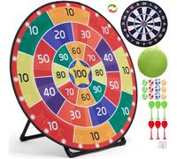 Cheerful Children Toys Jumbo Kids Dart Board with Stand | Dart Board Set for Kids XXL, Reversible Design with 12 Sticky Balls & 6 Darts, Giant Garden Games, Outdoor Games for Ages 3-8