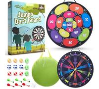 Cheerful Children Toys Jumbo Kids Dart Board XL or XXL, Large Velcro Dart Board Set with Reversible Designs, 16 Sticky Balls & 6 Darts, Indoor & Outdoor Garden Games for Ages 4-8 (Neon, 73cm)
