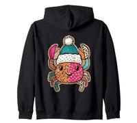 Cheerful Crab With Cozy Winter Hat Zip Hoodie