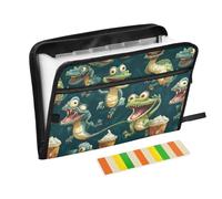 Cheerful Crocodiles Ice Creams Green Accordion File Folder A4 Size File Folder Expanding with Zipper File Accordian Organizer Multi Pocket Folder for Nursing Edition Work