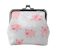 Cheerful Cute Little Pigs, PU Leather Coin Purse, Small Wallets, Change Pouch with Kiss Lock Clasp Buckle, Change Purse