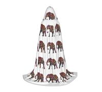Cheerful Elephant Print Hooded Wizard Robe Halloween Cloak Medieval Renaissance Cosplay Christmas Party Outfits