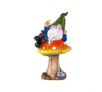 Cheerful Garden Gnome Mushroom Accent Eye Catching Resin Decor for Courtyards and Gardens (B)