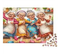 Cheerful Grandmas Dancing 1000 Pc Eco-Friendly Paper Premium Puzzle for Kids Beginners, Mind Relaxation Puzzle, After-school Fun, Value for Money Puzzle 70x50cm/1000pcs