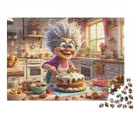 Cheerful Grandmother Baking 1000 Pieces Jigsaw Puzzles Kitchen Treats Cardboard for Puzzle Lovers Quiet Time at Home 70x50cm/1000pcs