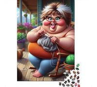 Cheerful Knitting Woman1000 Piece Premium Cardboard Jigsaw Puzzle Set for Adults Educational Game Stress Relief Fun Home Activity Idea 70x50cm/1000pcs