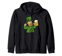 Cheerful Leprechaun Irish Celebration Art Zip Hoodie