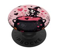 Cheerful Little Witch And A Bubbling Cauldron Of Love PopSockets Adhesive PopGrip