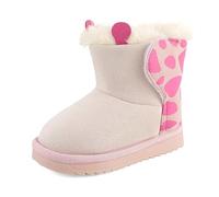 Cheerful Mario 1-7 Years Kids Toddlers Girls Boots Warm Plush Lining Winter Snow Shoes Anti Slip Rubber Sole Pink 5.5/6 UK Child (Label: 150)