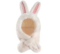 Cheerful Mario 3-8 Years Toddlers Kids Girls Fluffy Bunny Hat with Ears 2 in 1 Winter Hat Neck Warm Balaclava Hat Bunny White