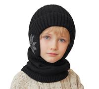 Cheerful Mario 3-8 Years Winter Kids Hat and Scarf Set Boys Beanie Hat With Earmuffs Kids Snood Warm Fleece lined Soft Acrylic Black