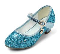 Cheerful Mario 5-10 Years Kids Girls Mary Jane Princess Court Shoes Sparkly Glitter Wedding Party Blue 13 UK Child